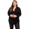 imageFloerns Womens Plus Size Long Sleeve Button Front Sheer Tie Back Shirt Blouse TopBlack
