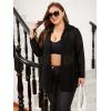 imageFloerns Womens Plus Size Long Sleeve Button Front Sheer Tie Back Shirt Blouse TopBlack