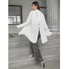 imageFloerns Womens Plus Size Long Sleeve Button Front Sheer Tie Back Shirt Blouse TopWhite