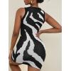 imageFloerns Womens Zebra Striped Print Sleeveless Bodycon Sweater Mini DressBlack and White