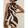 imageFloerns Womens Zebra Striped Print Sleeveless Bodycon Sweater Mini DressBrown