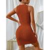 imageFloerns Womens Zebra Striped Print Sleeveless Bodycon Sweater Mini DressBrown Solid