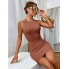 imageFloerns Womens Zebra Striped Print Sleeveless Bodycon Sweater Mini DressCoffee Brown