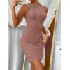 imageFloerns Womens Zebra Striped Print Sleeveless Bodycon Sweater Mini DressCoral Pink