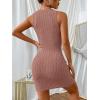 imageFloerns Womens Zebra Striped Print Sleeveless Bodycon Sweater Mini DressCoral Pink
