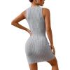 imageFloerns Womens Zebra Striped Print Sleeveless Bodycon Sweater Mini DressGrey