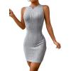 imageFloerns Womens Zebra Striped Print Sleeveless Bodycon Sweater Mini DressGrey