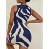 imageFloerns Womens Zebra Striped Print Sleeveless Bodycon Sweater Mini DressNavy Blue