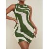 imageFloerns Womens Zebra Striped Print Sleeveless Bodycon Sweater Mini DressOlive Green