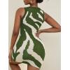 imageFloerns Womens Zebra Striped Print Sleeveless Bodycon Sweater Mini DressOlive Green