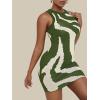imageFloerns Womens Zebra Striped Print Sleeveless Bodycon Sweater Mini DressOlive Green