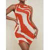 imageFloerns Womens Zebra Striped Print Sleeveless Bodycon Sweater Mini DressOrange Striped