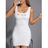 imageFloerns Womens Zebra Striped Print Sleeveless Bodycon Sweater Mini DressWhite Letter