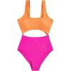 imageFloerns Womens Bathing Suit High Waisted Cut Out Monokini One Piece SwimsuitOrange and Pink