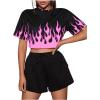 imageFloerns Womens Casual Print Crop Top Short Sleeve T ShirtsPink
