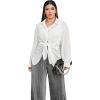 imageFloerns Womens Plus Size Long Sleeve Button Front Sheer Tie Back Shirt Blouse TopWhite