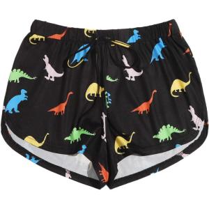 imageFloerns Womens Cute Dinosaur Print Elastic Drawstring Running ShortsBlack