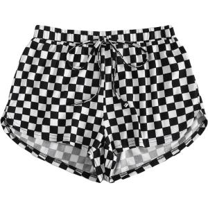 imageFloerns Womens Cute Dinosaur Print Elastic Drawstring Running ShortsBlack and White