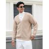 imageFloerns Mens Casual Long Sleeve Button Front V Neck Rib Knit Cardigan SweaterApricot