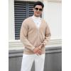 imageFloerns Mens Casual Long Sleeve Button Front V Neck Rib Knit Cardigan SweaterApricot