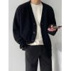 imageFloerns Mens Casual Long Sleeve Button Front V Neck Rib Knit Cardigan SweaterBlack