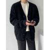imageFloerns Mens Casual Long Sleeve Button Front V Neck Rib Knit Cardigan SweaterBlack