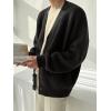 imageFloerns Mens Casual Long Sleeve Button Front V Neck Rib Knit Cardigan SweaterBlack
