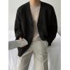 imageFloerns Mens Casual Long Sleeve Button Front V Neck Rib Knit Cardigan SweaterBlack