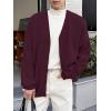 imageFloerns Mens Casual Long Sleeve Button Front V Neck Rib Knit Cardigan SweaterBurgundy