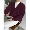 imageFloerns Mens Casual Long Sleeve Button Front V Neck Rib Knit Cardigan SweaterBurgundy