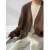 imageFloerns Mens Casual Long Sleeve Button Front V Neck Rib Knit Cardigan SweaterCoffee Brown