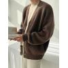 imageFloerns Mens Casual Long Sleeve Button Front V Neck Rib Knit Cardigan SweaterCoffee Brown