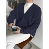 imageFloerns Mens Casual Long Sleeve Button Front V Neck Rib Knit Cardigan SweaterDark Blue