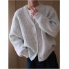 imageFloerns Mens Casual Long Sleeve Button Front V Neck Rib Knit Cardigan SweaterLight Grey