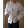imageFloerns Mens Casual Long Sleeve Button Front V Neck Rib Knit Cardigan SweaterLight Grey