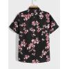 imageFloerns Mens Causal Summer Print Hawaiian Shirt Short Sleeve Button Down Beach ShirtsBlack Floral