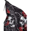 imageFloerns Mens Causal Summer Print Hawaiian Shirt Short Sleeve Button Down Beach ShirtsBlack Skull