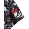 imageFloerns Mens Causal Summer Print Hawaiian Shirt Short Sleeve Button Down Beach ShirtsBlack Skull