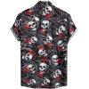 imageFloerns Mens Causal Summer Print Hawaiian Shirt Short Sleeve Button Down Beach ShirtsBlack Skull
