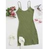 imageFloerns Womens Casual Solid Sleeveless Cami Split Hem Ribbed Knit Bodycon Mini DressA Green