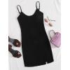 imageFloerns Womens Casual Solid Sleeveless Cami Split Hem Ribbed Knit Bodycon Mini DressBlack