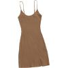 imageFloerns Womens Casual Solid Sleeveless Cami Split Hem Ribbed Knit Bodycon Mini DressBrown
