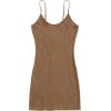 imageFloerns Womens Casual Solid Sleeveless Cami Split Hem Ribbed Knit Bodycon Mini DressBrown
