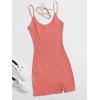 imageFloerns Womens Casual Solid Sleeveless Cami Split Hem Ribbed Knit Bodycon Mini DressCoral Pink