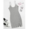 imageFloerns Womens Casual Solid Sleeveless Cami Split Hem Ribbed Knit Bodycon Mini DressGrey