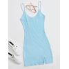 imageFloerns Womens Casual Solid Sleeveless Cami Split Hem Ribbed Knit Bodycon Mini DressLight Blue