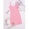 imageFloerns Womens Casual Solid Sleeveless Cami Split Hem Ribbed Knit Bodycon Mini DressPink