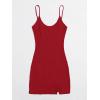 imageFloerns Womens Casual Solid Sleeveless Cami Split Hem Ribbed Knit Bodycon Mini DressRed