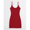 imageFloerns Womens Casual Solid Sleeveless Cami Split Hem Ribbed Knit Bodycon Mini DressRed