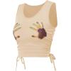 imageFloerns Womens Graphic Print Sleeveless Drawstring Ruched Crop Tank TopApricot